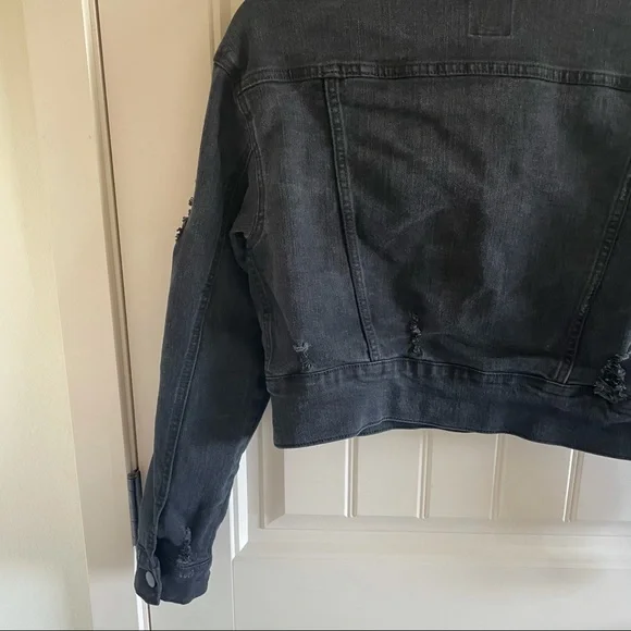 Wild Fable Black Cropped Trucker Denim Jacket XS - Picture 7 of 14